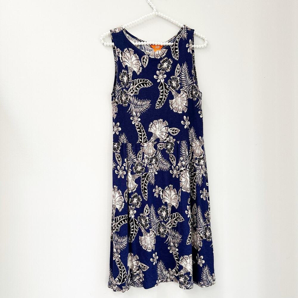 Joe Fresh Floral Dress Size 8 Navy Blue Sleeveless A-Line